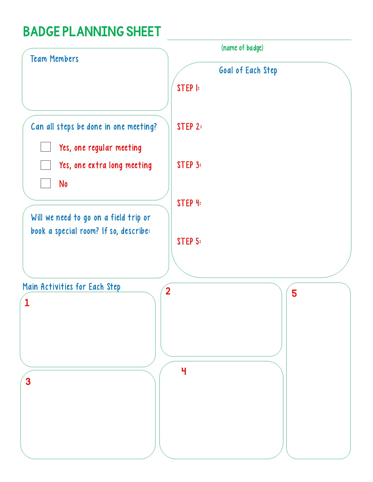 Planning Sheet Sample